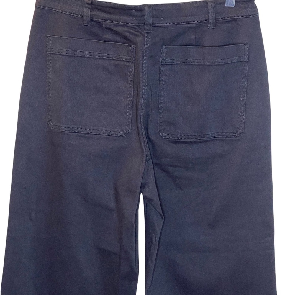 EVERLANE HIGH-RISE BLACK WIDE LEG CROPPED PANTS SIZE 14 - Picture 4 of 7